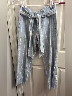 Linen and cotton blend Trousers with Tie-Waist